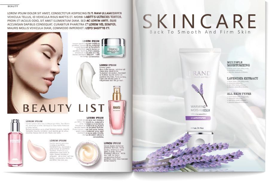 10款化妆品护肤品画册美容杂志产品手册排版EPS矢量设计模板素材